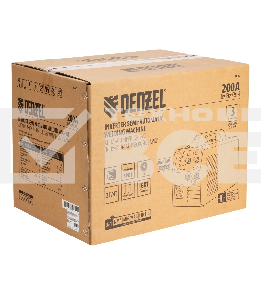 Аппарат инвертор. полуавтомат. cварки Denzel IMIG-200SP Pulse, 200 А, ПВ 60%, катушка 5 кг
