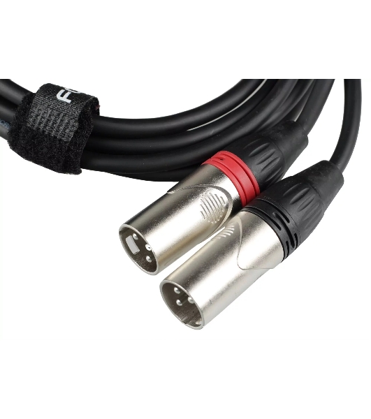 Кабель аудио FORCE FLC-19/31/8' TRS mini Jack - 2xXLR, высококачественный стерео, используется для подключения смартфонов к микшерам и аудио интерфейсам, диаметр 6 мм, профессиональные металлические разъемы, длина 3 м