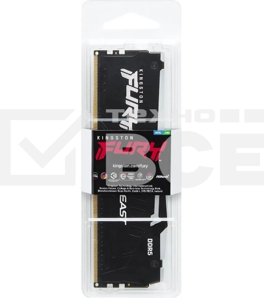 Оперативная память Kingston Fury Beast, DDR5, 16GB (1x16GB), 5600MHz, CL40, с радиаторами, RGB, черный
