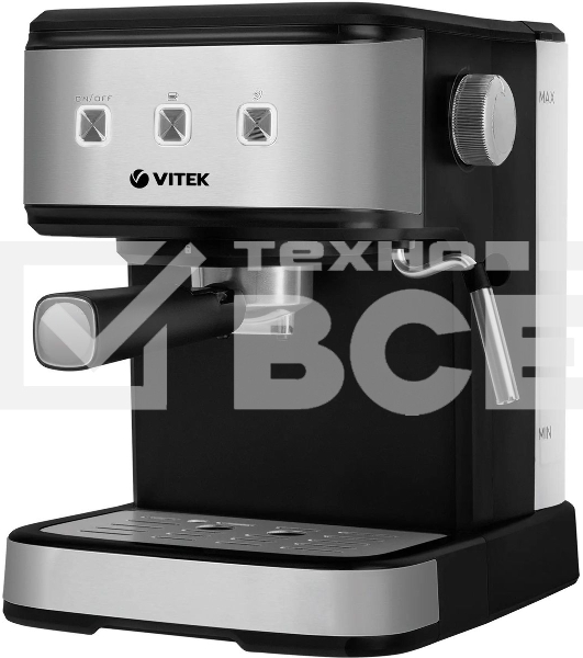 Кофеварка рожковая Vitek Midnight VT-8471 черный/серебристый 1,5 л 850Вт 15 бар