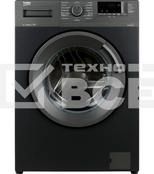 Стиральная машина Beko WSRE6512ZAA темно-серый, загрузка фронтальная 6 кг, 1000 об/мин., класс: А