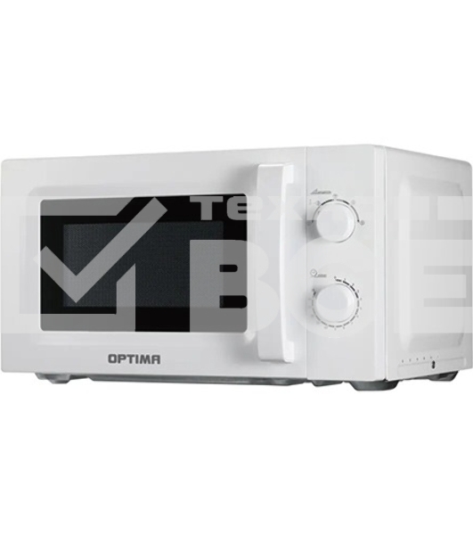Микроволновая печь Optima MO-2023W, 20л, 700Вт,механич.ПУ, ручка д/откр.дверцы, 5 ур.мощн., белая