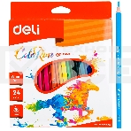 Карандаши цветные Deli ColoRun EC00120 трехгранные пластик 24цв. коробка/европод., фото 1