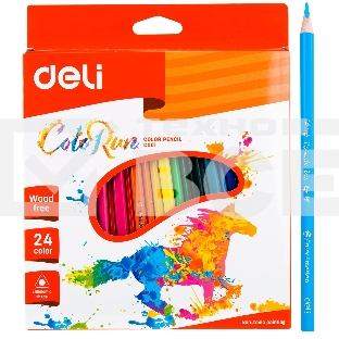 Карандаши цветные Deli ColoRun EC00120 трехгранные пластик 24цв. коробка/европод.