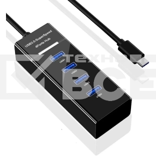 Разветвитель USB-C Digma DHUB-4USB-C-3.0 4порт. черный