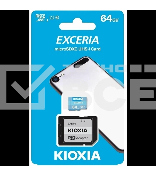 Флеш карта microSD 64GB Kioxia EXCERIA microSDXC Class 10 UHS-I U1 C10, 100 MB/s