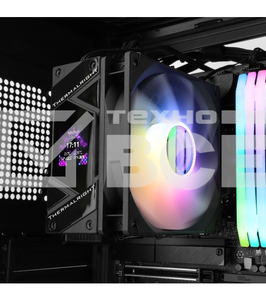 Устройство охлаждения(кулер) Thermalright Assassin Spirit 120 Vision ARGb Soc-AM5/AM4/1200/1700/1851 черный 4-pin 27dB Al+Cu LCD Ret (AS120-VISION-BL-ARGb)
