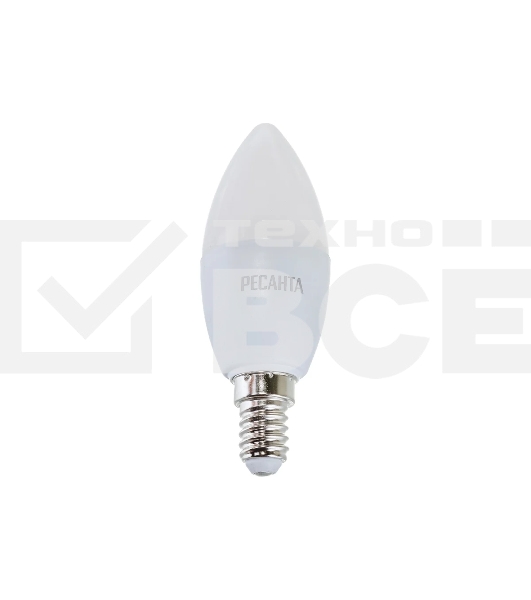 Лампа светодиодная Ресанта LL-R-C37-7W-230-3K-E14 свеча, 7 Вт, теплый, Е14
