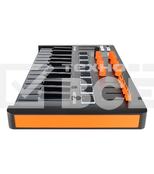 Клавиатура MIDI [231507] Arturia [MiniLAB 3 Orange Edition] 25 клавиш, 8 энкодеров, 8 RGB пэдов, 8 фейдеров, дисплей, сенсорные регуляторы Pitch/Modulation, MIDI-выход, 1/4
