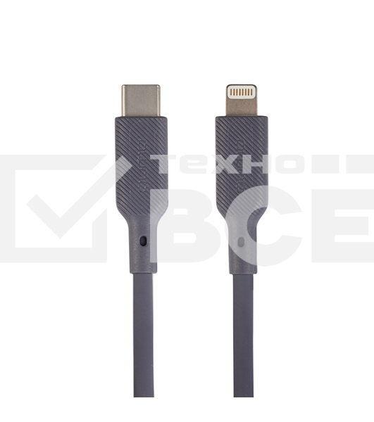Кабель QUMO, MFI С94, Type-C на MFI Apple 8 pin, силиконовый, 1м, 2,22A, 9V, 20W, PD (серый)