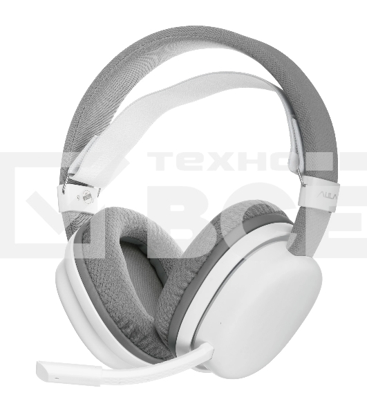 Гарнитура AULA G7 белый, беспроводная + проводная, до 65 ч, съёмный микрофон, подсветка