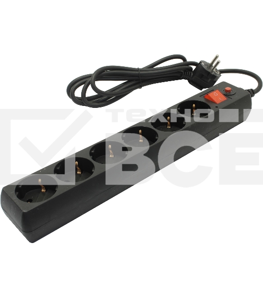 Сетевой фильтр Buro 600SH-16-1.8-B 1.8м (6 розеток) черный (коробка)