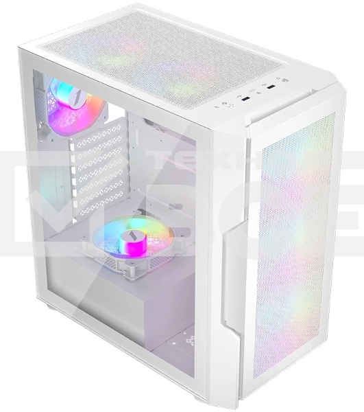 Компьютерный корпус 1STPLAYER TRILOBITE T7-P белый, ATX, 4x120мм LED fans