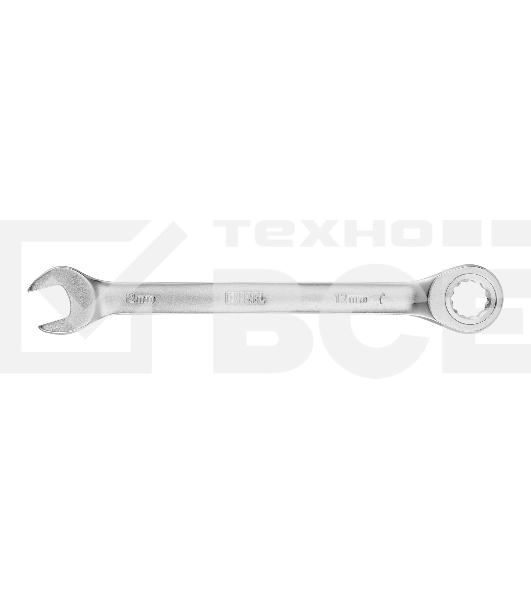 Ключ комбинированный трещоточный Denzel 14706 12 мм, CrV, матовый хром