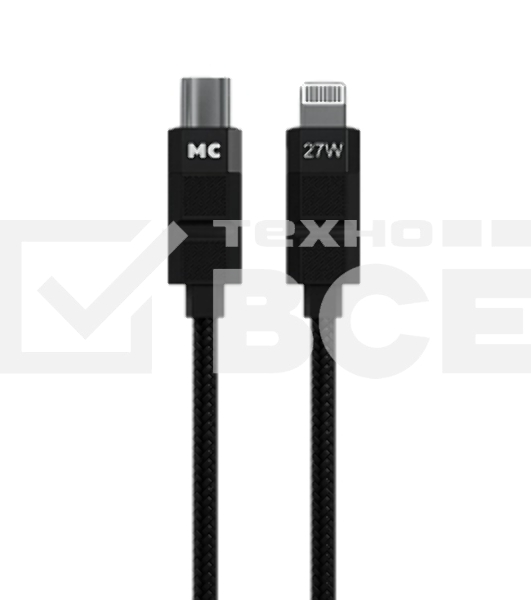 Дата-кабель MORE CHOICE (4620202555021) K87ia USB 3.0A PD 27W для Lightning ng 8-pin Type-C - 1м, черный