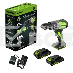 Дрель-шуруповерт аккумуляторная Greenworks GD24DD60 ударная аккумуляторная, 24V, бесщеточная, 30/60Нм,2х2Ач,ЗУ,кор 3704107CUC, фото 1