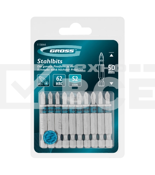 Бита Gross PZ1х50 мм, сталь S2, шестигр., 10 шт.