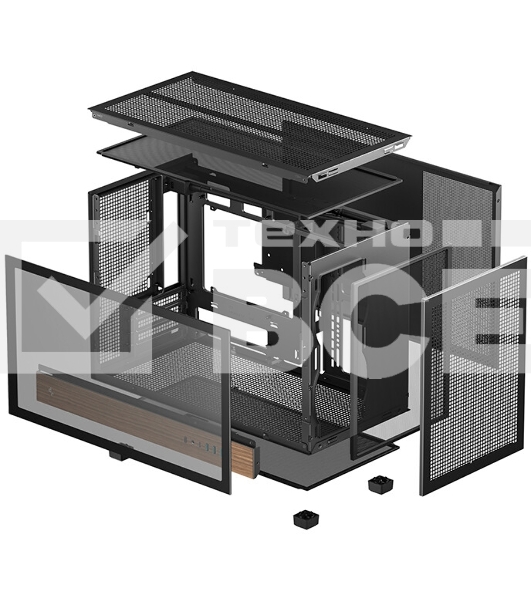 Корпус DeepCool CH260 Wood, Micro-Tower, чёрный