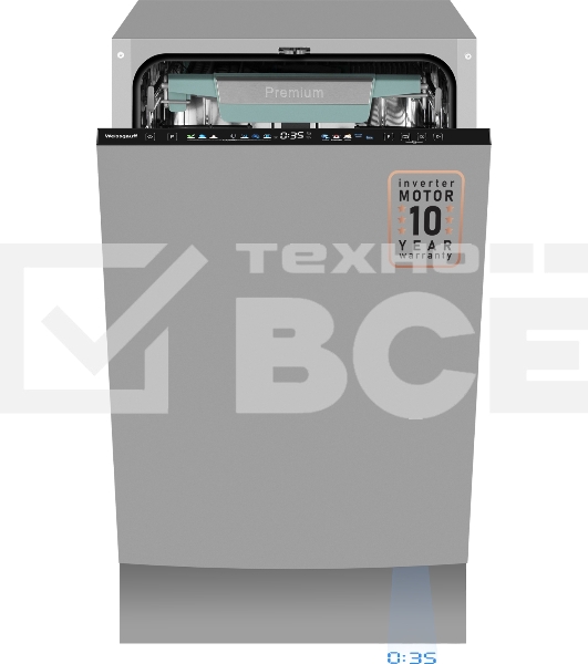 Встраиваемая посудомоечная машина Weissgauff BDW 4160 Real Touch DC Inverter Timer Floor