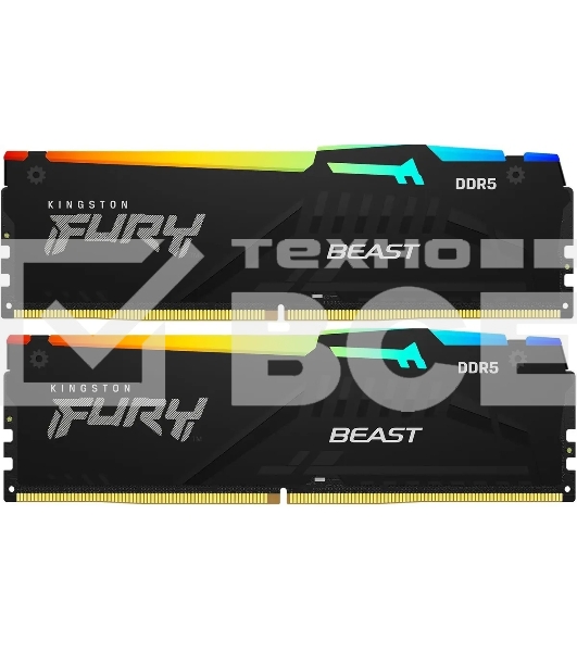 Оперативная память Kingston Fury Beast, DDR5, 16GB (2x8GB), 5600MHz, CL40, с радиаторами, RGB, черный