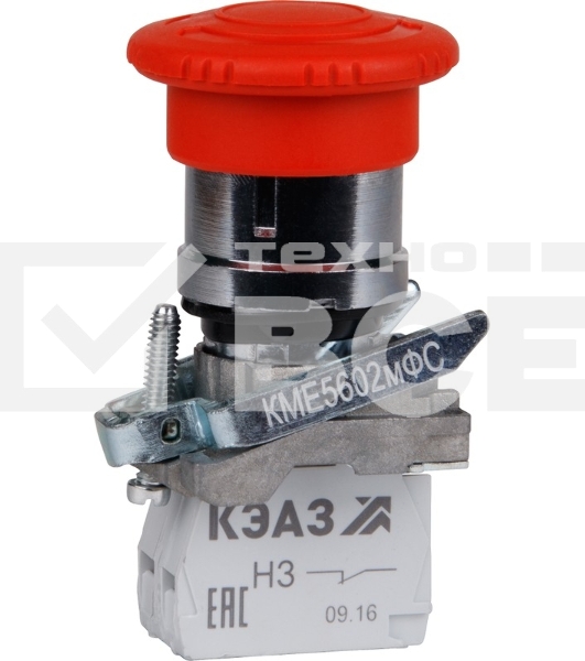 Кнопка КМЕ 5611 мФС красный 1но 1нз гриб IP65