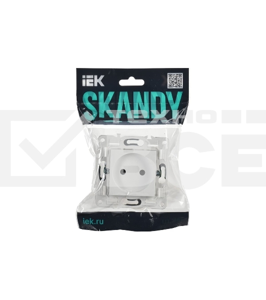 Розетка SKANDY 10А без заземл. без защ. шторок SK-R02W арктич. бел. IEK SK-R10-10-K01