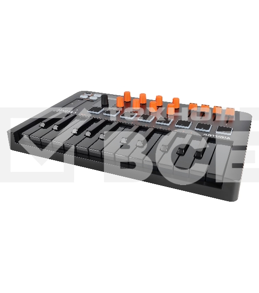 Клавиатура MIDI [231507] Arturia [MiniLAB 3 Orange Edition] 25 клавиш, 8 энкодеров, 8 RGB пэдов, 8 фейдеров, дисплей, сенсорные регуляторы Pitch/Modulation, MIDI-выход, 1/4