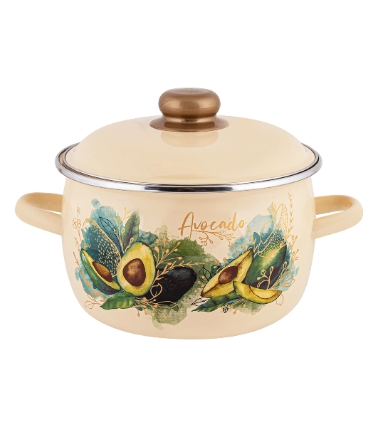 Кастрюля Appetite 1MC161P Avocado с крышкой, сферическая эмалированная 2 л