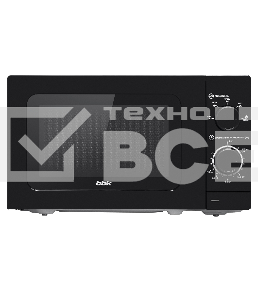 Микроволновая печь BBK 20MWS717MB черный, 20 л, 700 Вт, переключатели - поворотный механизм