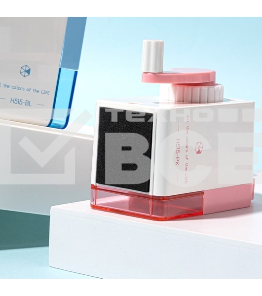 Точилка для карандашей механическая Deli EH515-PK, 1 отверстие, пластик, розовый/белый, пластиковый бокс