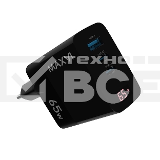 Сетевое зарядное устройство Maxvi A583GN Type-C 65W + Type-C 40W + USB 22W, GAN, PD, QC, LED дисплей, черный