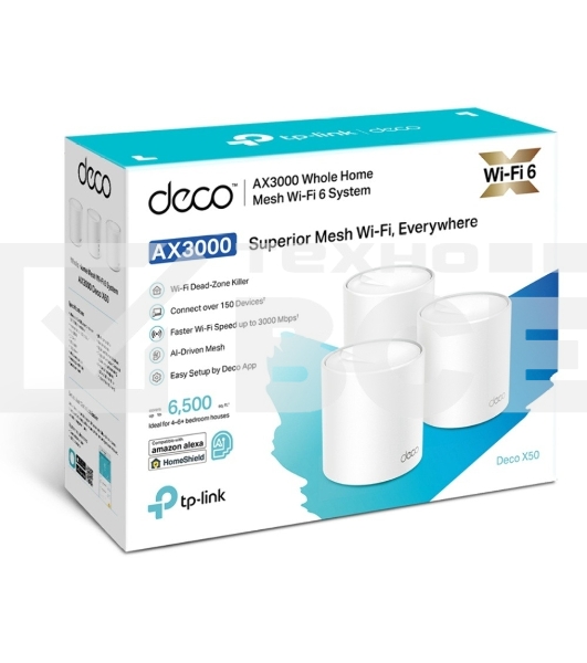 Бесшовный Mesh роутер TP-Link Deco X50(3-Pack) AX3000 10/100/1000BASE-TX (упак.:3шт)