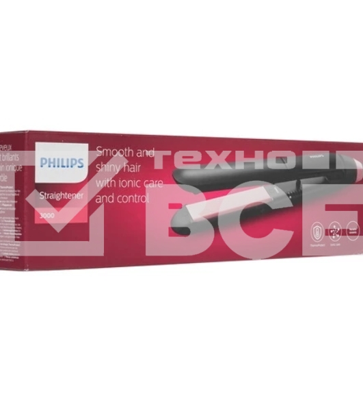 Выпрямитель для волос Philips BHS378/00 черный/розовый, 28 мм, 230 °C, 6 режимов