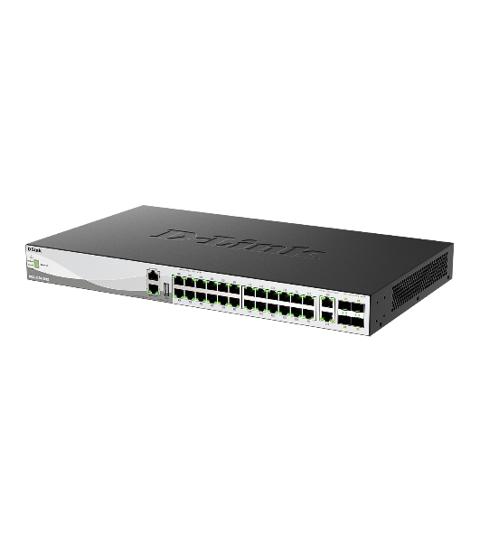 Коммутатор D-Link DMS-3130-30TS/A1A, 24×2,5 Гбит/с + 2×10 Гбит/с + 4×25 Гбит/с SFP28, управляемый
