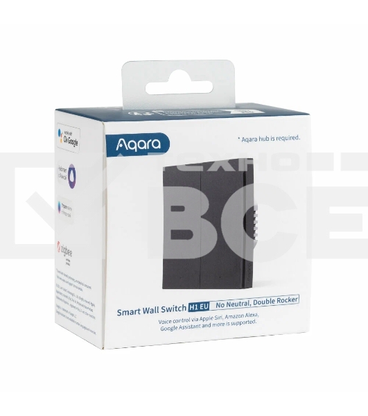 Выключатель двухклавишный без нейтрали Aqara Smart Wall Switch H1 EU (WS-EUK02 graphite) 