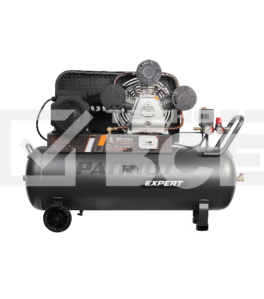 Компрессор PATRIOT KRX 580 L100 D, поршневой, ременной, масляный, 580 л/мин, 100 л, 10 бар, 3 кВт, 400 В