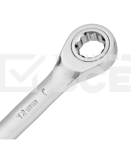 Ключ комбинированный трещоточный Denzel 14706 12 мм, CrV, матовый хром