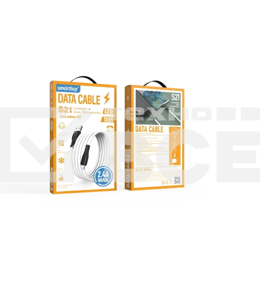 Кабель Smartbuy (iK-12-S21bw) S21 MicroUSB белый, 2.4 А, сил., 1 м