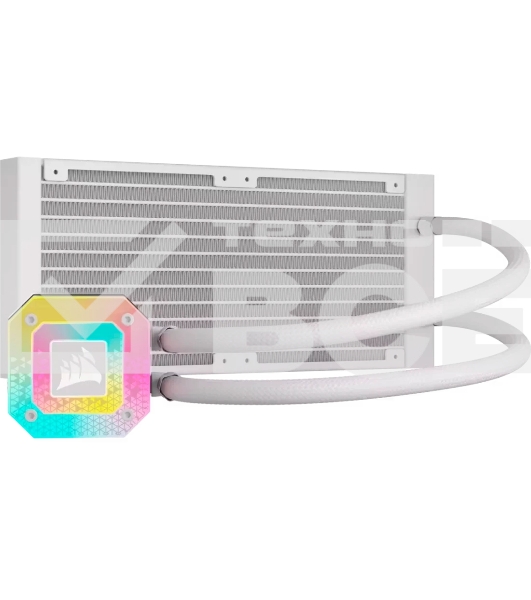 Система жидкостного охлаждения Corsair iCUE H100i ELITE CAPELLIX XT (240мм, белый, RGb/Fans: 2x120мм, 65.57CFM, 34.1dBA, 2400RPM/S: 1851, 1700, 1200, 115x, 2011, 2066, AM5, AM4)