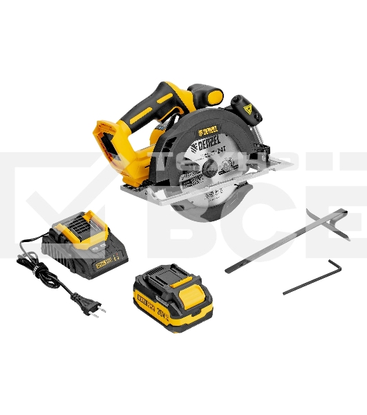 Пила циркулярная аккумуляторная бесщет. Denzel CCSH-BL-20-185, 185 мм, Li-Ion, 20 В