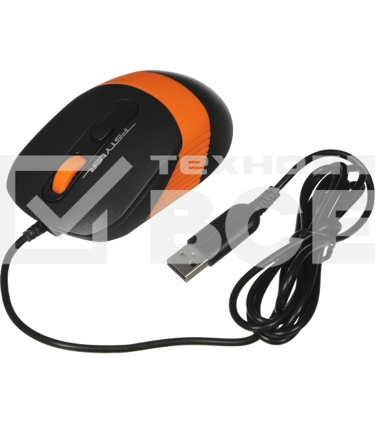 Мышь проводная A4Tech Fstyler FM10 черный/оранжевый, 1600 dpi, USB, кнопки - 4