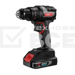 Дрель-шуруповерт Deli DE-CZ20-1, Аккумуляторная, 20В, Без АКБ и ЗУ, Ударная