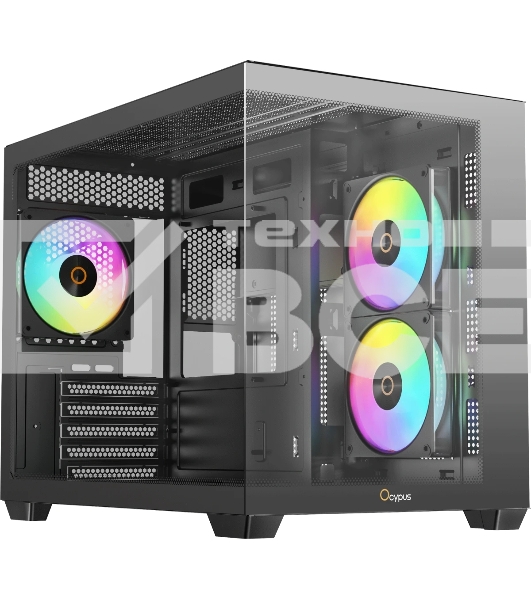 Корпус Ocypus Gamma C54 BK ARGB, Mini-Tower, чёрный, 3 x 120 мм