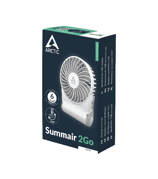 Вентилятор Arctic Cooling Arctic Summair 2Go белый, настольный, 5 Вт, бесступенчатая регулировка, 9.1 см