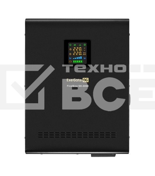 Комплект ИБП EX296003RUS + батарея 45Aч EX285666RUS 4шт (инвертор, синус, для котла, настенный) ExeGate FineSine SX-3000.LCD.AVR.2SH.T <3000VA/2100W, чистая синусоида, цветной LCD-дисплей, AVR, 2*Schuko+клеммы, линейно-интерактивный, крепление настенное, 