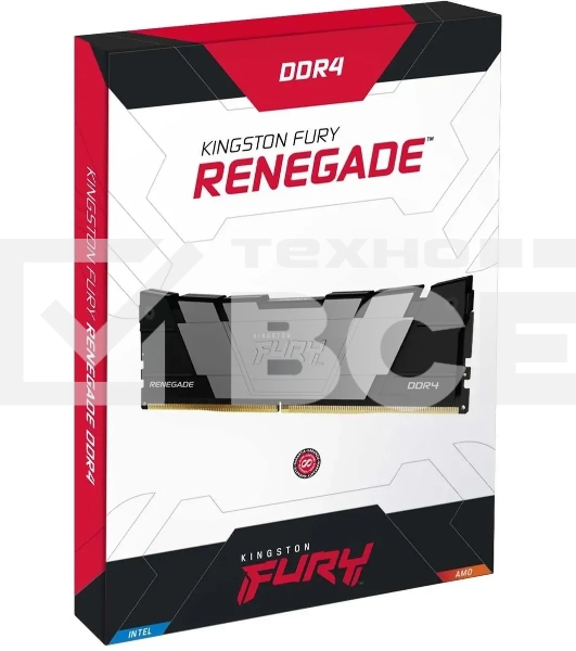 Оперативная память Kingston Fury Renegade, DDR4, 16GB (2x8GB), 3600MHz, CL16, с радиаторами, серый/черный