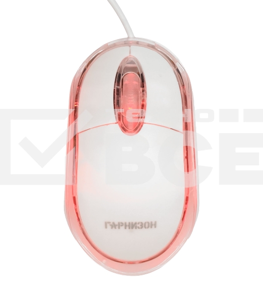 Мышь проводная Гарнизон GM-100W белый, 1000 dpi, USB, кнопки - 3