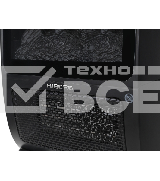 Тепловентилятор HIBERG TSF 3000 B, черный, 2000 Вт, 30 м2, с 3D - камином