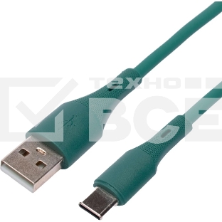 Кабель USB2.0 Cablexpert CC-USB2S-AMCM-1M-GN AM/Type-C, 3А, 18Вт, QC3.0, силиконовый, медь, 1м, зеленый, пакет
