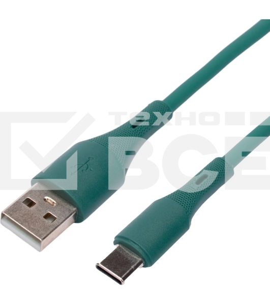 Кабель USB2.0 Cablexpert CC-USB2S-AMCM-1M-GN AM/Type-C, 3А, 18Вт, QC3.0, силиконовый, медь, 1м, зеленый, пакет